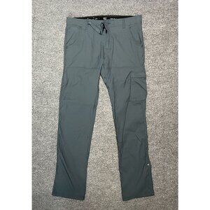 Prana Slim Fit Mens Stretch Zion Cargo Blue Pants 34/32